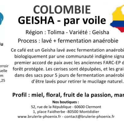 COLOMBIE GEISHA PAR VOILE