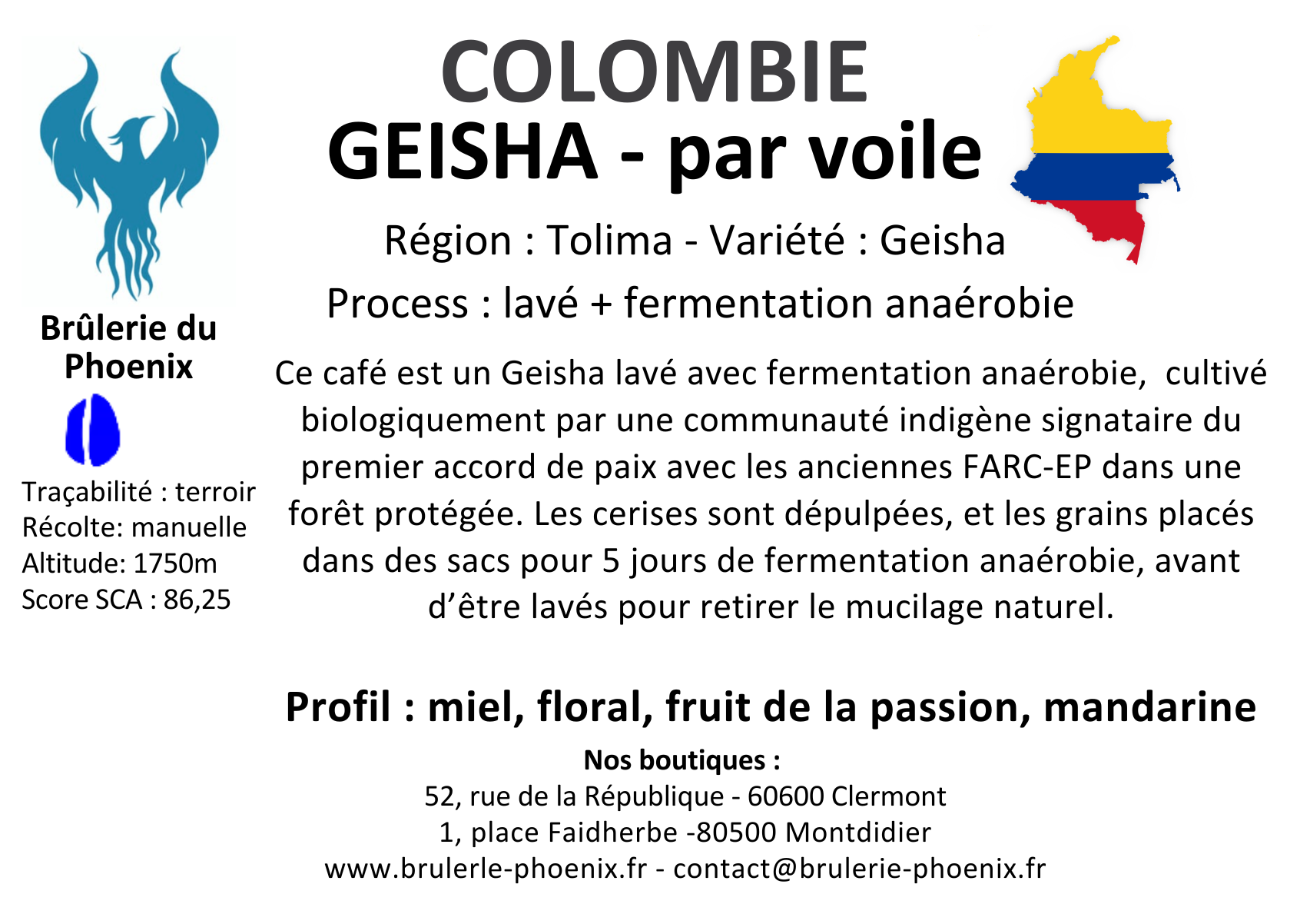 COLOMBIE GEISHA PAR VOILE